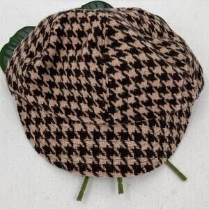 Gap Brown Houndstooth All Over Pattern Y2K Hip Hop Lined Wool Blend Cadet Hat